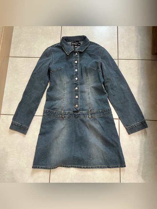 Dresses & Skirts - blue denim long-sleeve mini shirt dress